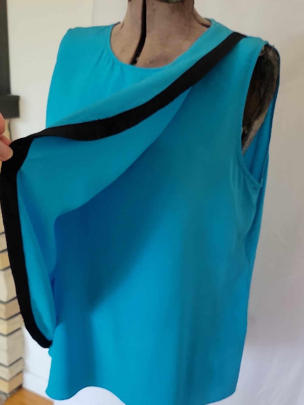 LAUREN Ralph Lauren Silk Top, 16, Blue/Black - Picture 3 of 10